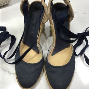 Navy blue wedges espadrilles
